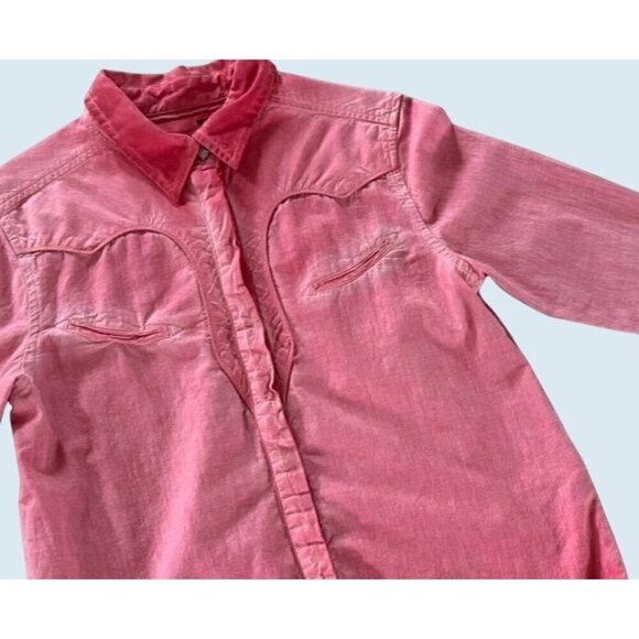 LEVI'S Western Full Snap Button Red Pink Ombre Shirt Blouse Women's Sz Med - Picture 1 of 8